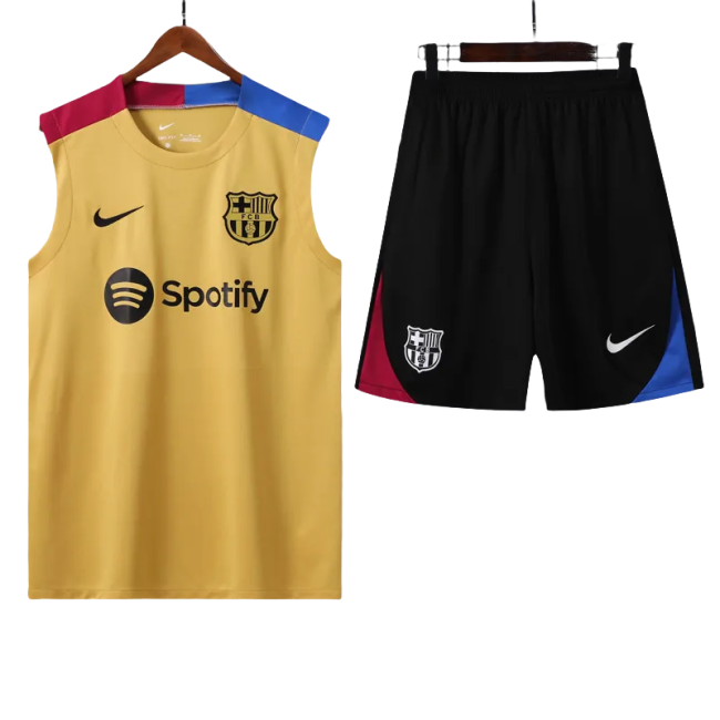 24-25 Mens Barcelona  Earthy Gold Vest Short traning suit