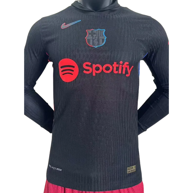 24-25 Mens Barcelona Away Long Sleeve Player Version Soccer Jersey