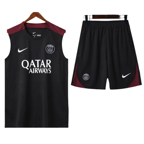24-25 PSG Black Vest Short traning suit