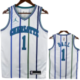 2018-2019 HORNETS BALL #1 White Retro Top Quality Hot Pressing NBA Jersey