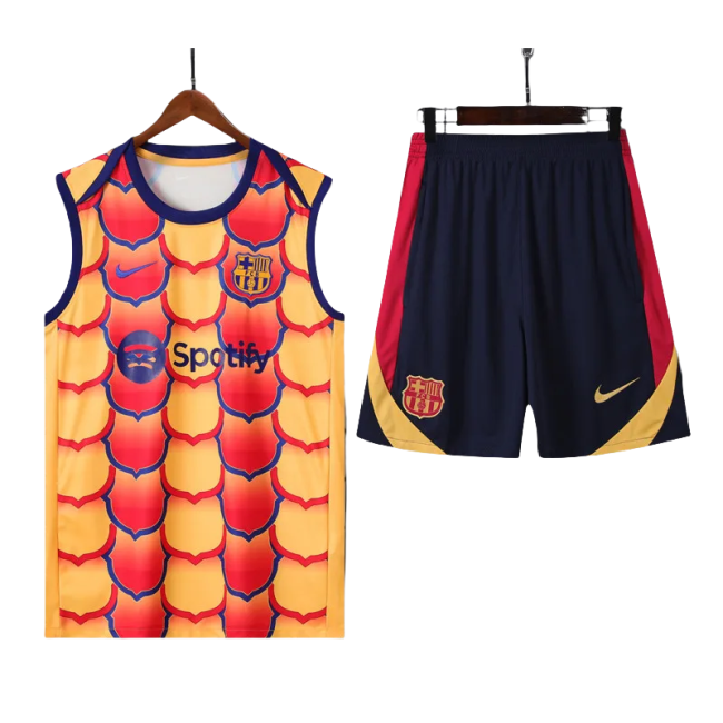 24-25 Mens Barcelona Red-Yellow Vest Short traning suit