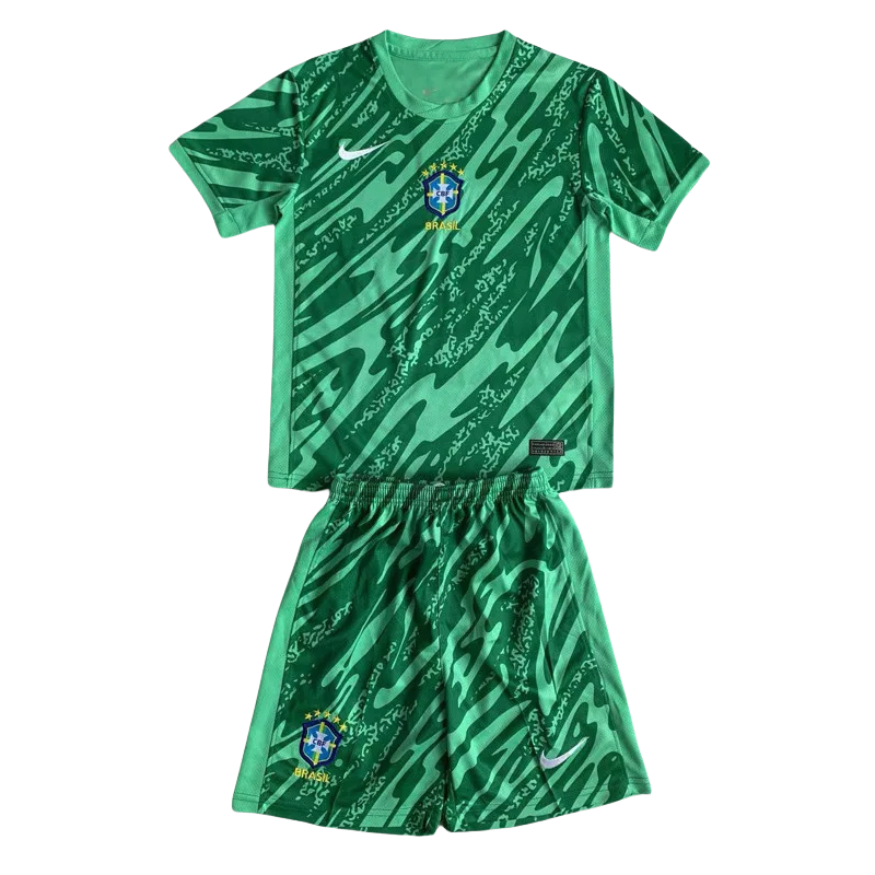 24-25 Brazil Green GoalKeeper Kids Soccer Jersey