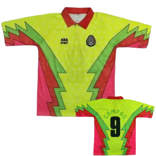 1995客 Mexico Campos #9 GoalKeeper Retro Soccer Jersey