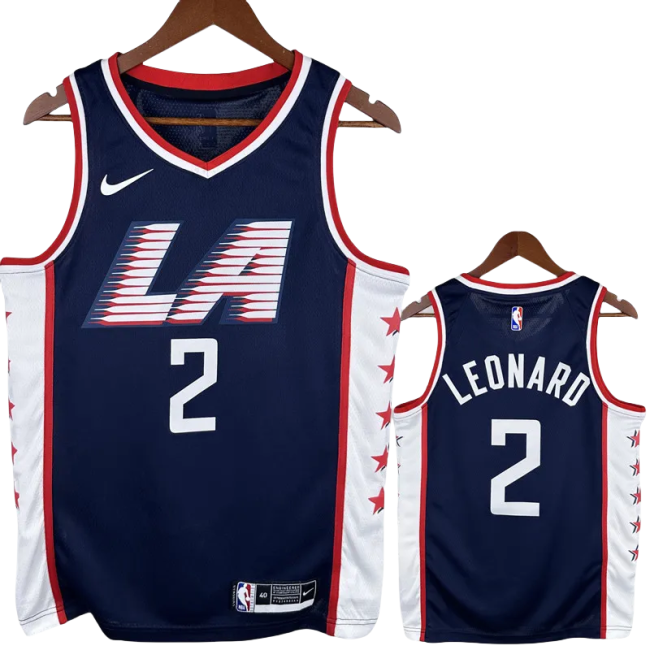 2018-19 Clippers LEONARD #2 Dark Blue City Edition Top Quality Hot Pressing NBA Jersey