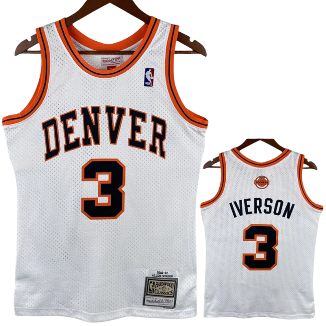 2006-07 Nuggets IVERSON #3 White Retro Top Quality Hot Pressing NBA Jersey
