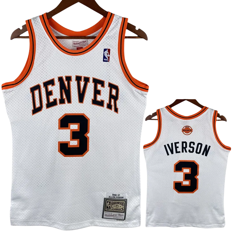 2006-07 Nuggets IVERSON #3 White Retro Top Quality Hot Pressing NBA Jersey