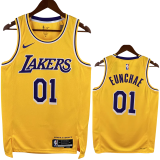 22-23 LAKERS EUNCHAE #01 Yellow Top Quality Hot Pressing NBA Jersey