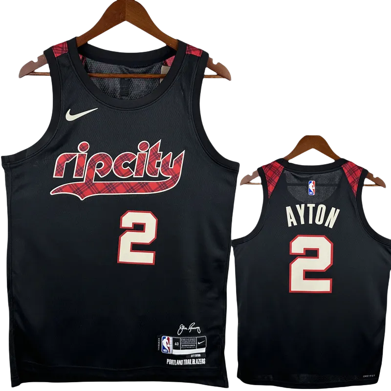 23-24 Trail Blazers AYTON #2 Black City Edition Top Quality Hot Pressing NBA Jersey