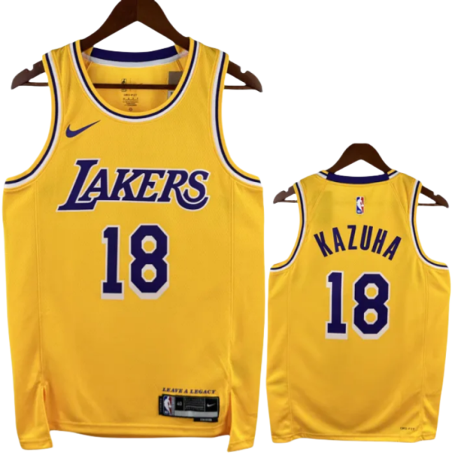 22-23 LAKERS KAZUHA #18 Yellow Top Quality Hot Pressing NBA Jersey