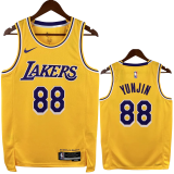 22-23 LAKERS YUNJIN #88 Yellow Top Quality Hot Pressing NBA Jersey