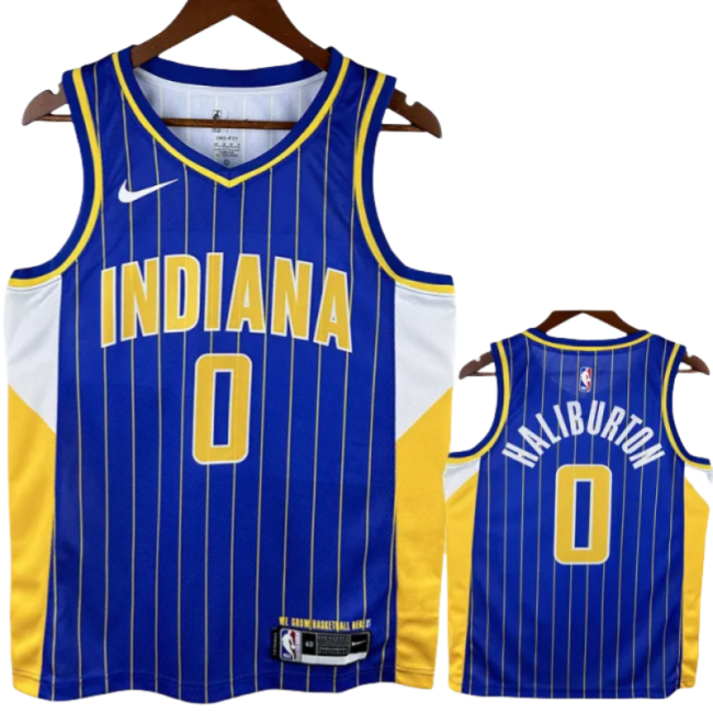 20-21 Indiana Pacers HALIBURTON #0 Blue City Edition Top Quality Hot Pressing NBA Jersey