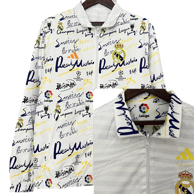 24-25  Real Madrid  White Double Sided Windbreaker