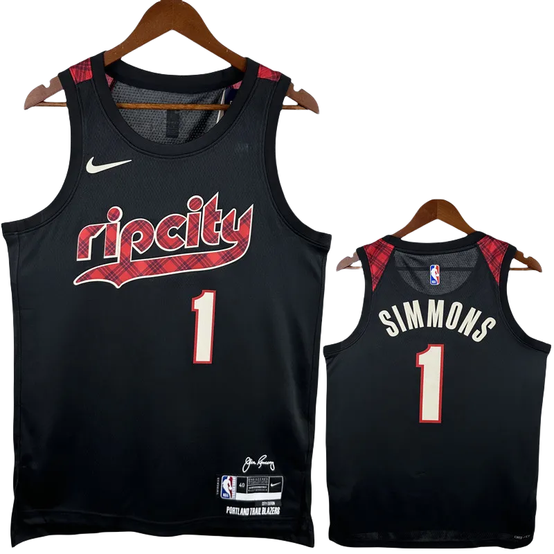 23-24 Trail Blazers SIMMONS #1 Black City Edition Top Quality Hot Pressing NBA Jersey