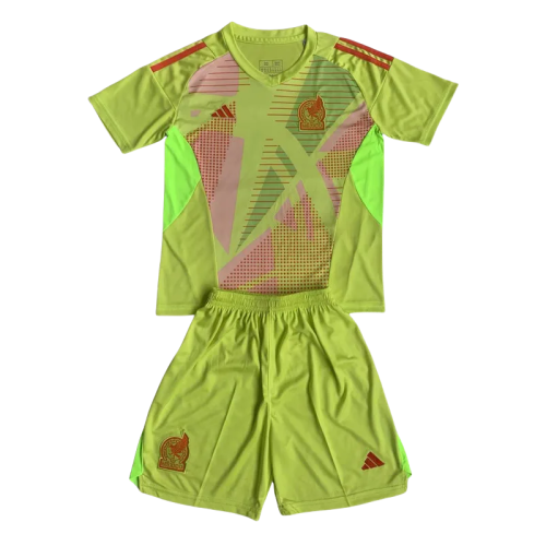24-25 Mexico Fluorescent Yellow GoalKeeper Kids Soccer Jersey