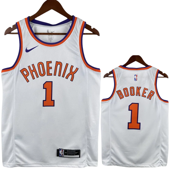 2017-2018 SUNS BOOKER #1 White Retro Top Quality Hot Pressing NBA Jersey