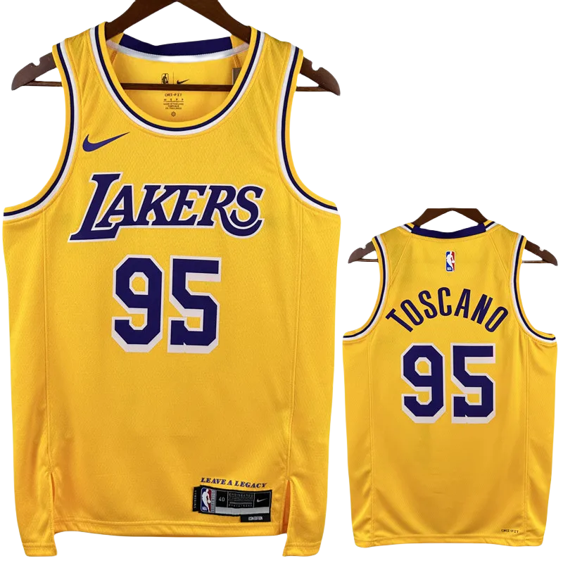 22-23 LAKERS TOSCANO #95 Yellow Top Quality Hot Pressing NBA Jersey