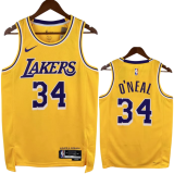 22-23 LAKERS O'NEAL #34 Yellow Top Quality Hot Pressing NBA Jersey