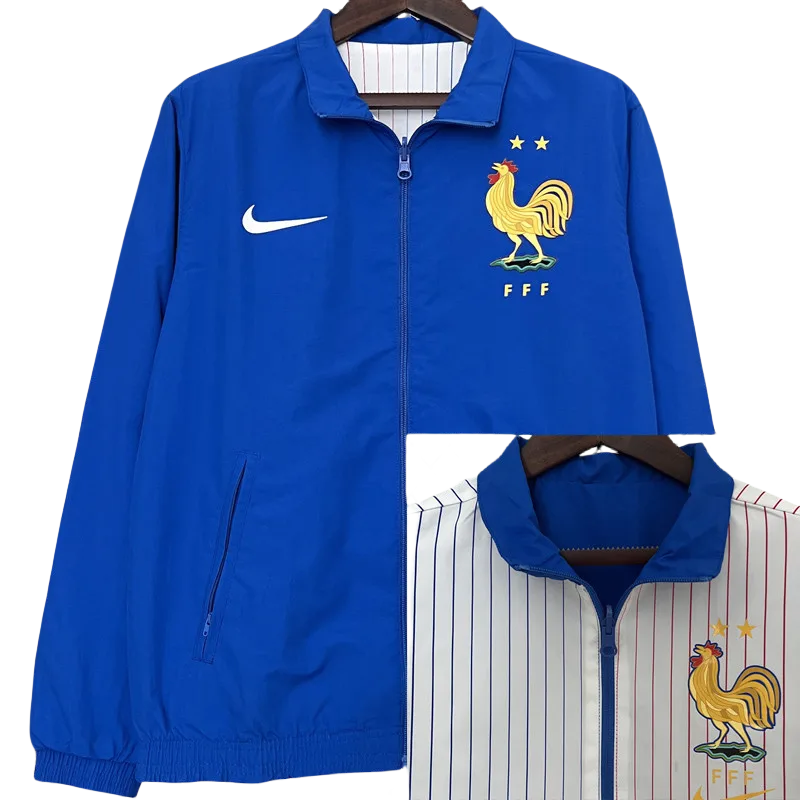 24-25 France Blue & White Double Sided Windbreaker