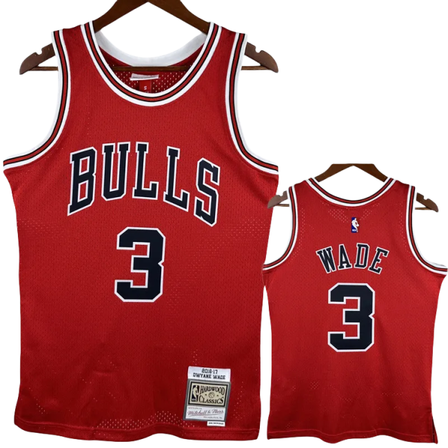 2016-2017 BULLS WADE #3 Red Retro Top Quality Hot Pressing NBA Jersey(圆领）