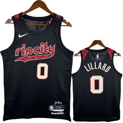 23-24 Trail Blazers LILLARD #0 Black City Edition Top Quality Hot Pressing NBA Jersey