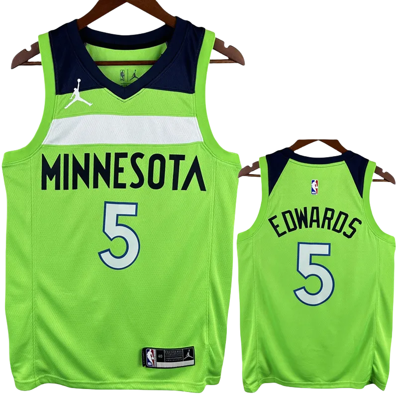 TIMBERWOLVES EDWARDS #5 Fluorescent green Top Quality Hot Pressing NBA Jersey (Trapeze Edition)