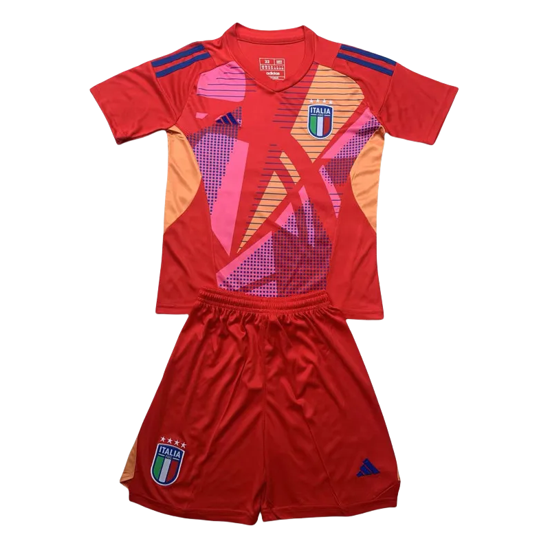 24-25 Italy Red GoalKeeper Kids Soccer Jersey