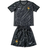 24-25 France Black GoalKeeper Kids Soccer Jersey