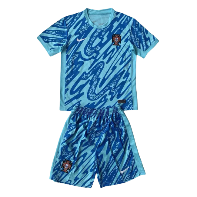 24-25 Portugal Lake Blue GoalKeeper Kids Soccer Jersey