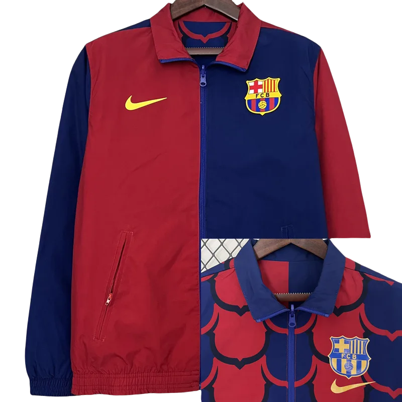 2024 Mens Barcelona Red Blue & Red Blue Double Sided Windbreaker