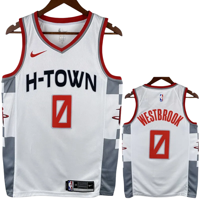 2019-20 ROCKETS WESTBROOK #0 White City Edition Top Quality Hot Pressing NBA Jersey