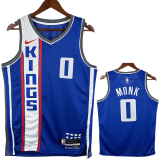 23-24 Kings MONK #0 Blue City Edition Top Quality Hot Pressing NBA Jersey