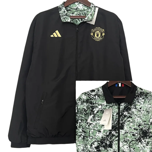 2024 Man Utd Black & Green Double Sided Windbreaker