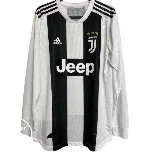 2018-2019 JUV Home Long Sleeve Retro Player Version Soccer Jersey