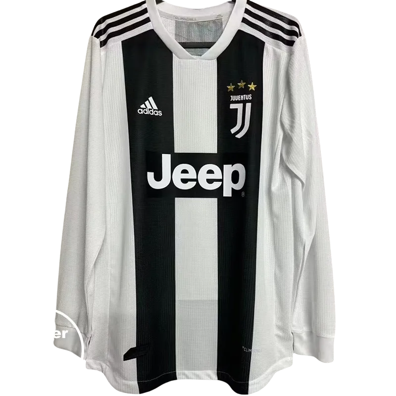 2018-2019 JUV Home Long Sleeve Retro Player Version Soccer Jersey