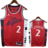 24-25 Clippers LEONARD #2 Red Top Quality Hot Pressing NBA Jersey (Trapeze Edition)