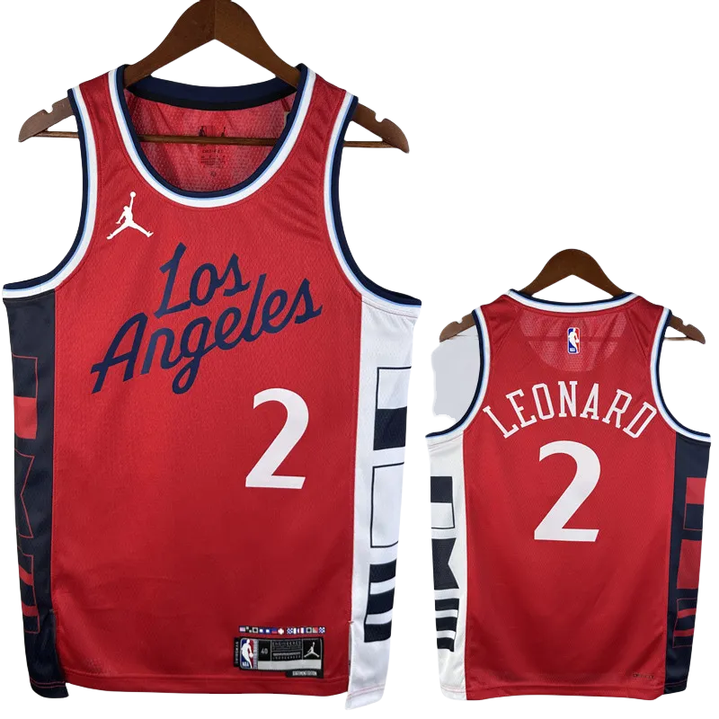 24-25 Clippers LEONARD #2 Red Top Quality Hot Pressing NBA Jersey (Trapeze Edition)