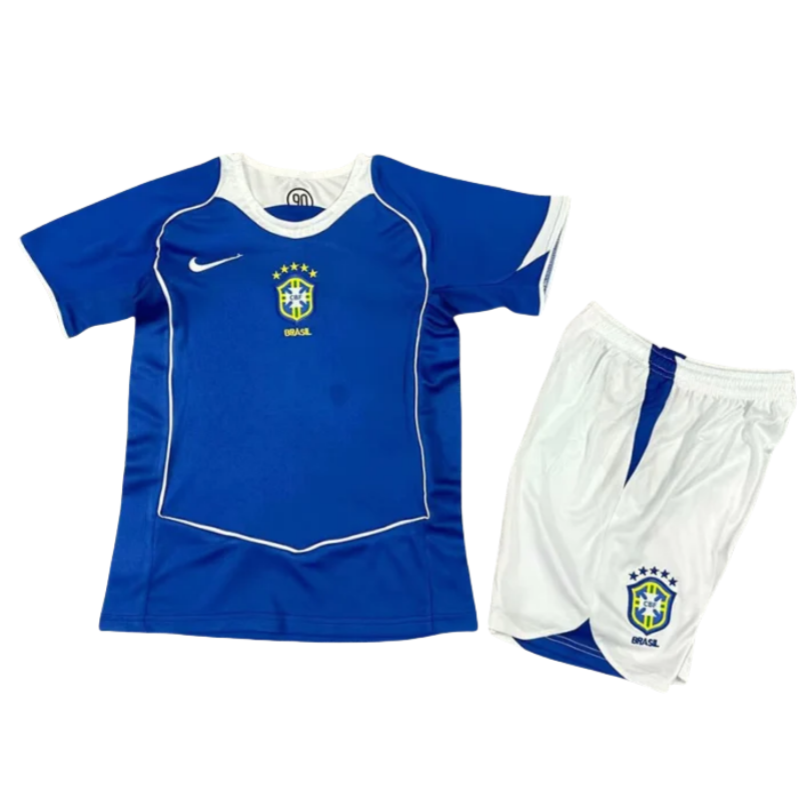 2004 Brazil Away Kids Retro Soccer Jersey