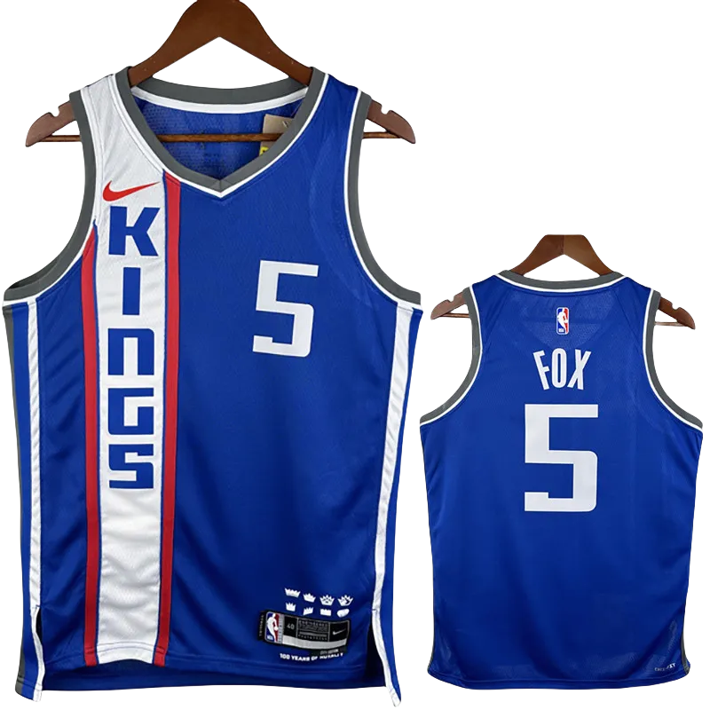 23-24 Kings FOX #5 Blue City Edition Top Quality Hot Pressing NBA Jersey