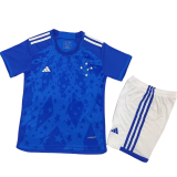 24-25 Cruzeiro Home Kids Soccer Jersey
