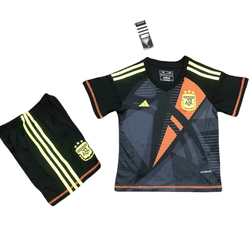24-25 Argentina Black Grey GoalKeeper Kids Soccer Jersey