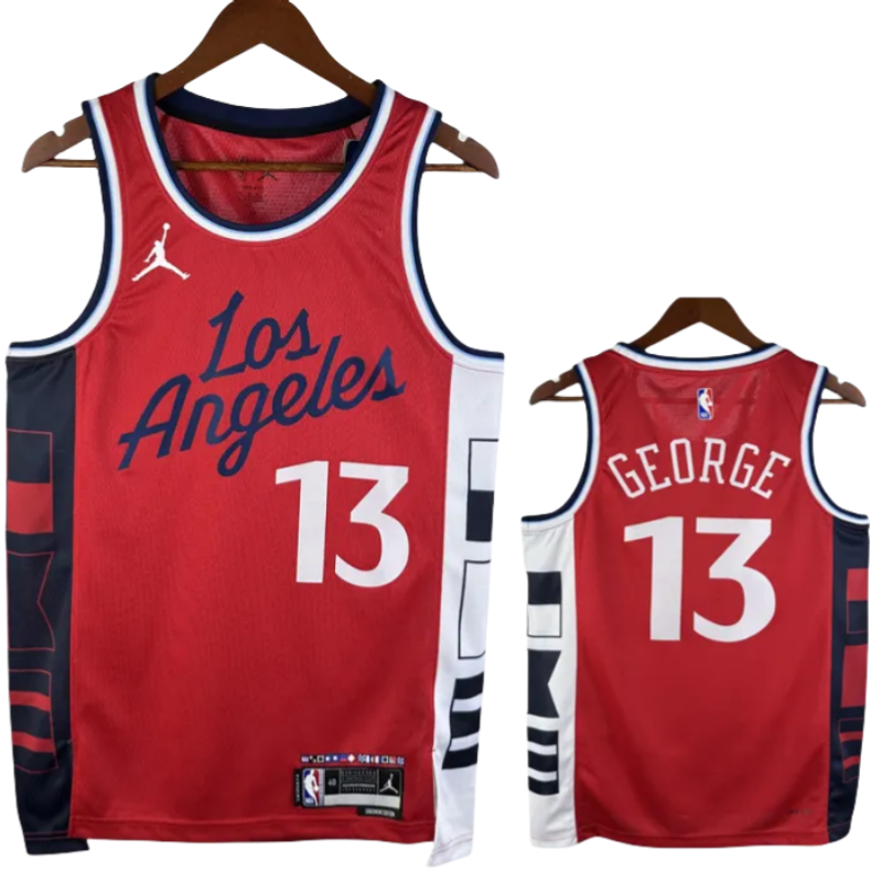 24-25 Clippers GEORGE #13 Red Top Quality Hot Pressing NBA Jersey (Trapeze Edition)