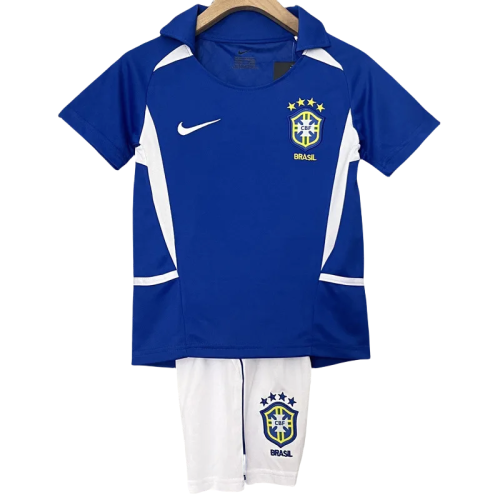 2002 Brazil Away Kids Retro Soccer Jersey