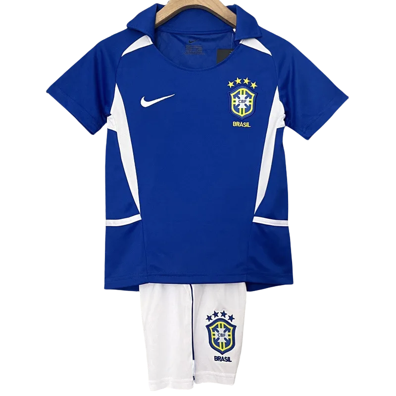 2002 Brazil Away Kids Retro Soccer Jersey