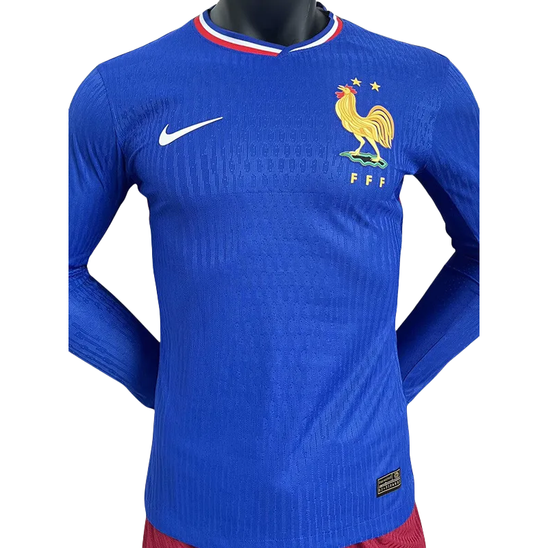 24-25 France Home Long Sleeve Player Version Soccer Jersey