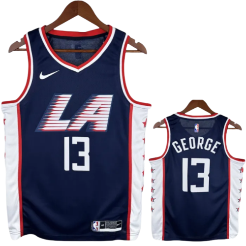 2018-19 Clippers GEORGE #13 Dark Blue City Edition Top Quality Hot Pressing NBA Jersey