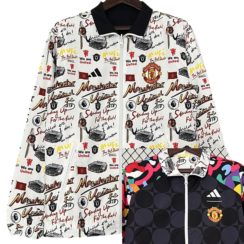 23-24 Man Utd White & Black Double Sided Windbreaker