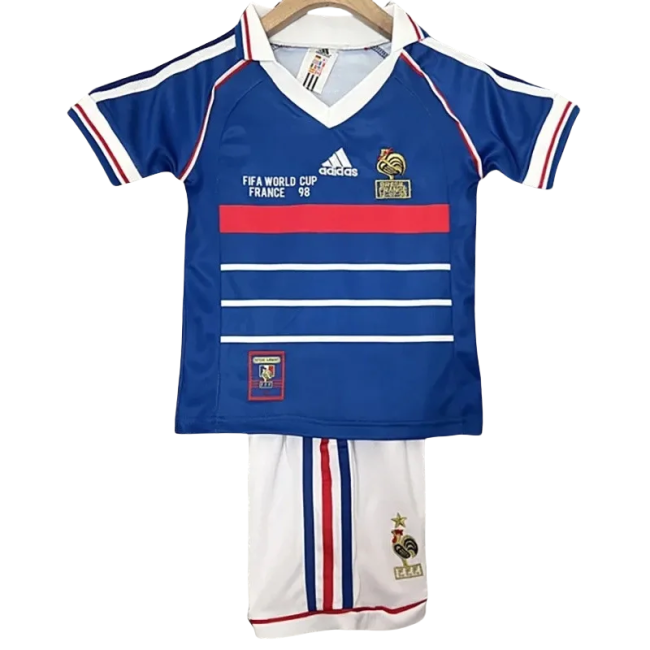 1998 France Home Kids Retro Soccer Jersey