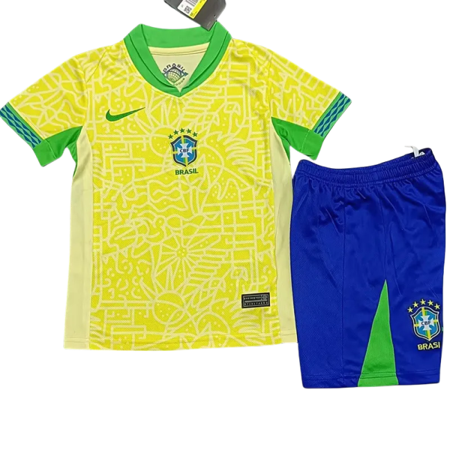 24-25 Brazil Home Kids Soccer Jersey