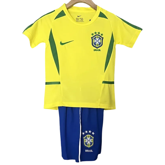 2002 Brazil Home Kids Retro Soccer Jersey