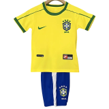 1998 Brazil Home Kids Retro Soccer Jersey